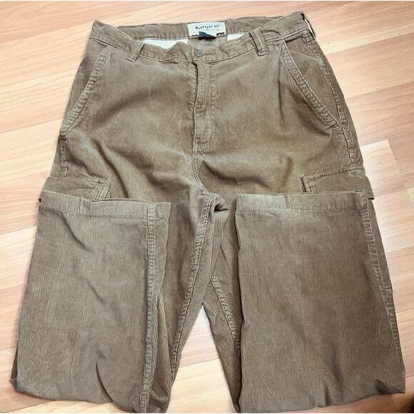 Route 66 Weekendz Off Cargo Corduroy Pants Size 34x28 Brown Relaxed Straight Fit - Picture 1 of 8
